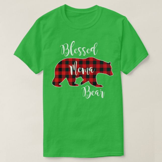Camiseta Blessed Mema Bear Red Buffalo Check Plaid Fun Gran (Diseño del anverso)
