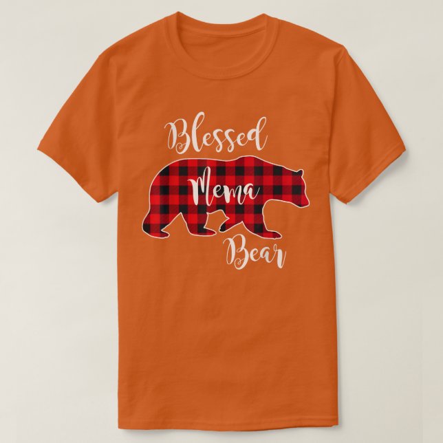 Camiseta Blessed Mema Bear Red Buffalo Check Plaid Fun Gran (Diseño del anverso)