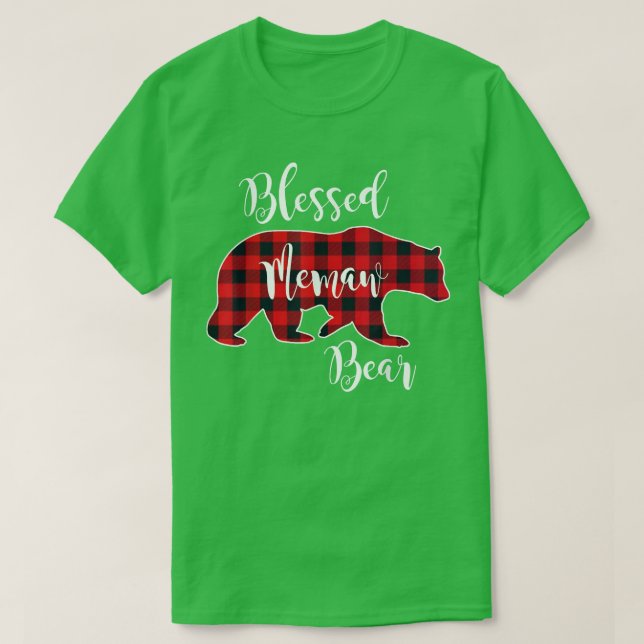 Camiseta Blessed Memaw Bear Red Buffalo Check Plaid Fun Gra (Diseño del anverso)