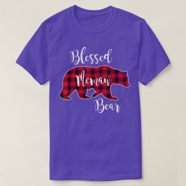Camiseta Blessed Memaw Bear Red Buffalo Check Plaid Fun Gra (Diseño del anverso)