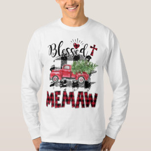 Camiseta Blessed Memaw Red-plaid Navidades