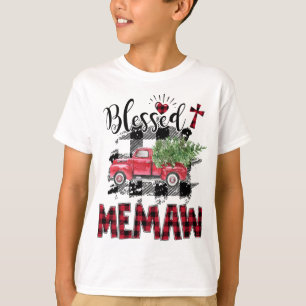 Camiseta Blessed Memaw Red-plaid Navidades