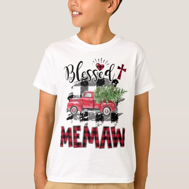 Camiseta Blessed Memaw Red-plaid Navidades (Anverso)