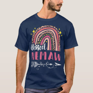 Camiseta Blessed MemawPink Rainbow Leopard Mom Mothers Day