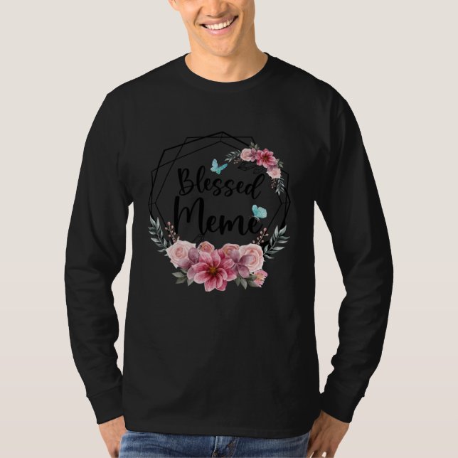 Camiseta Blessed Meme with Floral Mother s Day 2023 (Anverso)