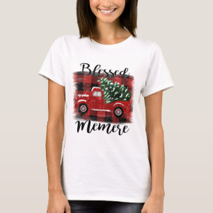 Camiseta Blessed Memere Red Truck Vintage Christmas Tree