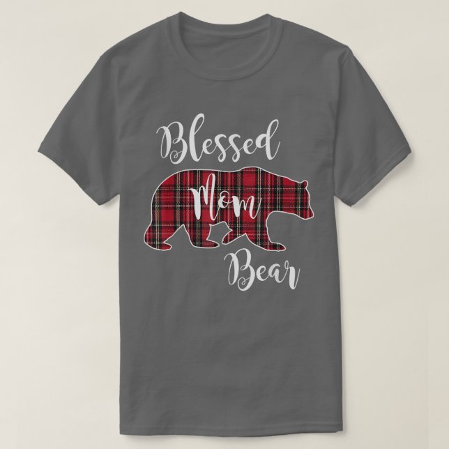 Camiseta Blessed Mom Bear Buffalo Check Plaid Pattern Mama  (Diseño del anverso)