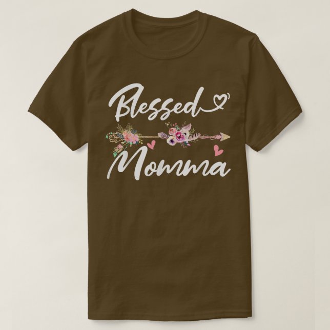 Camiseta Blessed MommaFunny Greatful Flower Family Grandma  (Diseño del anverso)