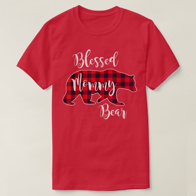 Camiseta Blessed Mommy Bear Buffalo Check Plaid Pattern Mam (Diseño del anverso)