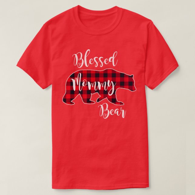 Camiseta Blessed Mommy Bear Buffalo Check Plaid Pattern Mam (Diseño del anverso)