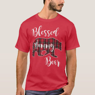 Camiseta Blessed Mummy Bear Red Tartan Plaid Pattern Mama M