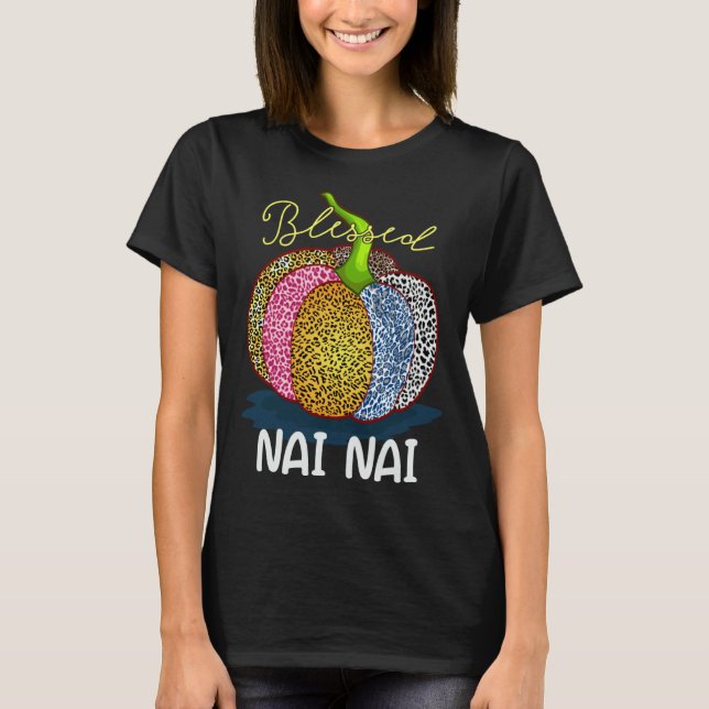Camiseta Blessed Nai Nai Pumpkin Leopard Grandma Thanksgivi (Anverso)