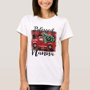 Camiseta Blessed Nanna Red Truck Vintage Christmas Tree