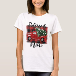 Camiseta Blessed Nini Red Truck Vintage Christmas Tree