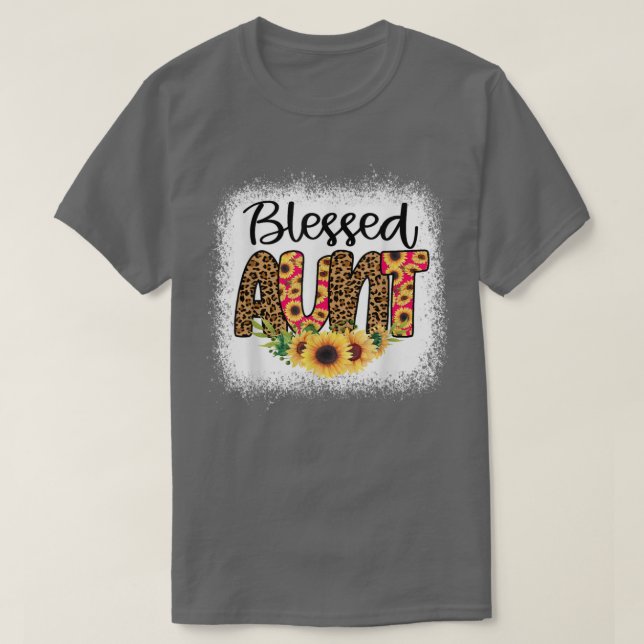 Camiseta Blessed Tía Women Bleached Cheetah Print Sunflowe (Diseño del anverso)