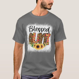 Camiseta Blessed Tía Women Bleached Cheetah Print Sunflowe