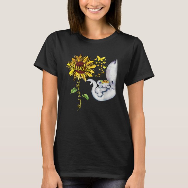 Camiseta Blessed To Be Called Auntie  Elephant Sunflower (Anverso)
