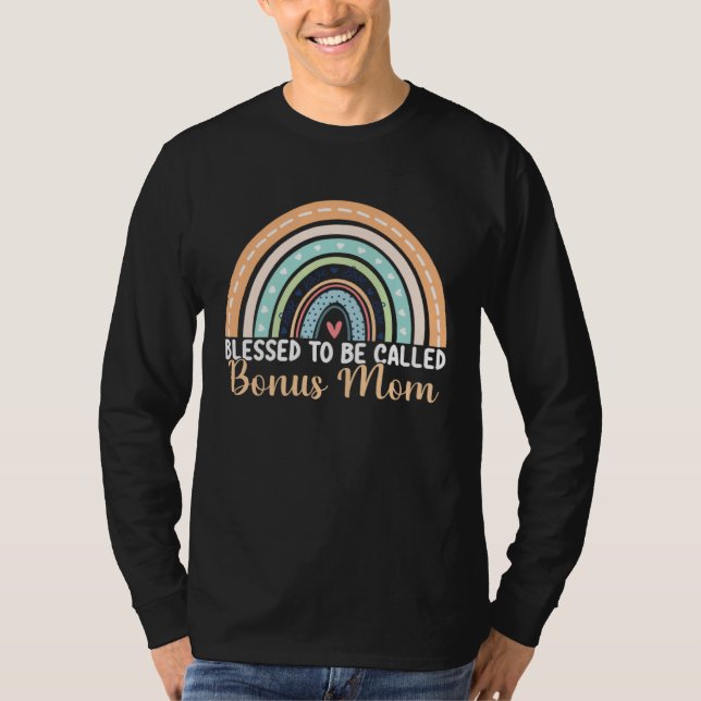 Camiseta Blessed To Be Called Bonus Mom Rainbow Mother's Da (Anverso)