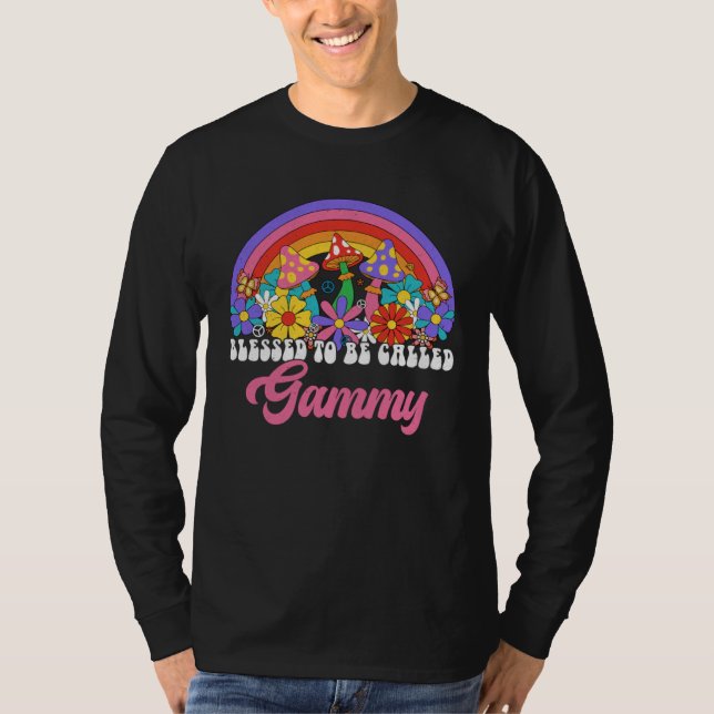 Camiseta Blessed To Be Called Gammy Rainbow Groovy Hippie F (Anverso)