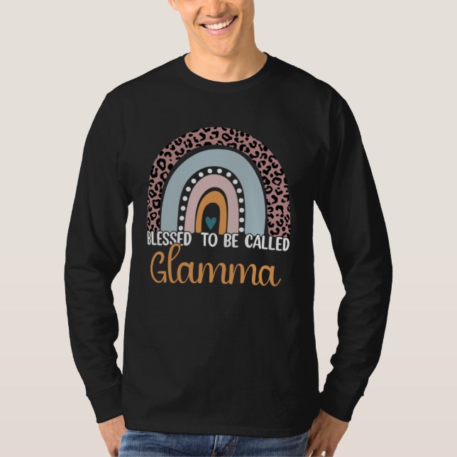 Camiseta Blessed To Be Called Glamma Rainbow Leopard Cute M (Anverso)