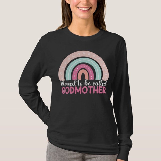 Camiseta Blessed To Be Called Godmother Rainbow Blessed Mom (Anverso)