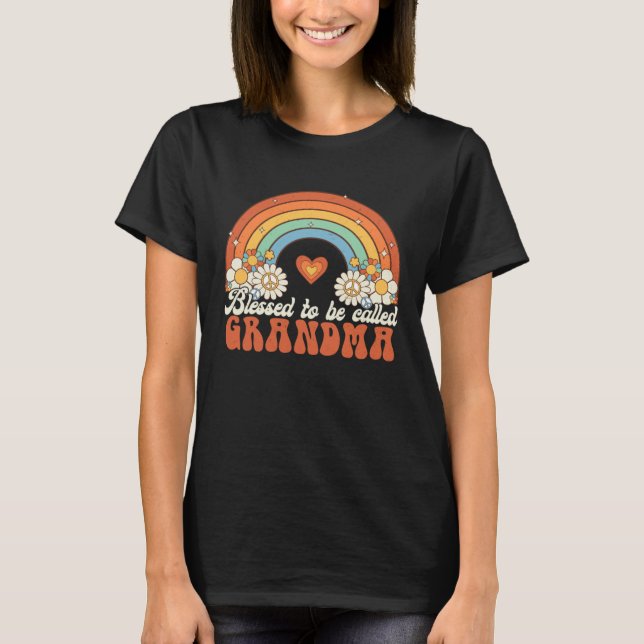 Camiseta Blessed To Be Called Grandma Groovy Rainbow Mother (Anverso)