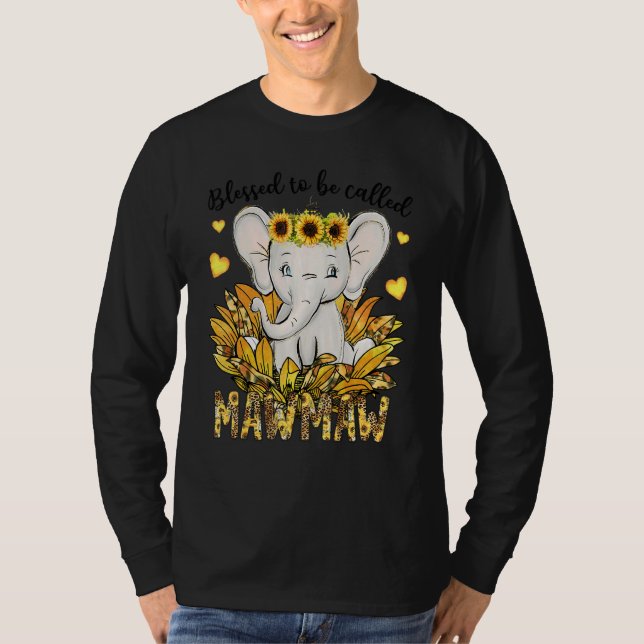 Camiseta Blessed To Be Called Mawmaw Sunflower Elephant Mot (Anverso)