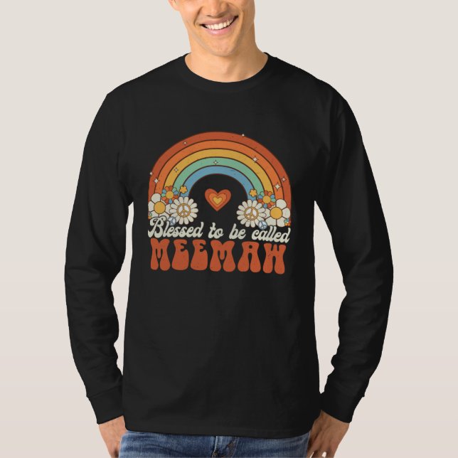 Camiseta Blessed To Be Called Meemaw Groovy Rainbow Mothers (Anverso)