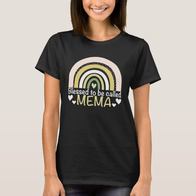 Camiseta Blessed To Be Called Mema Boho Rainbow Mother s Da (Anverso)