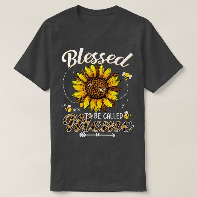 Camiseta Blessed To Be Called Meme Funny Leopard Sunflower  (Diseño del anverso)