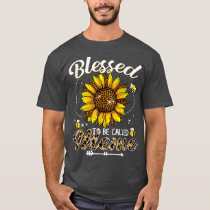 Camiseta Blessed To Be Called Meme Funny Leopard Sunflower 