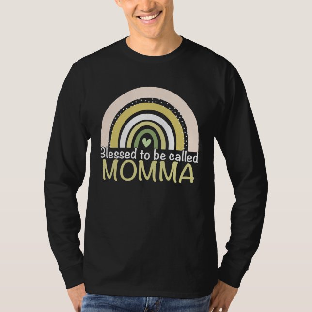 Camiseta Blessed To Be Called Momma Boho Rainbow Mother s D (Anverso)