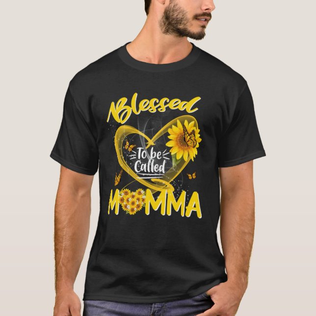 Camiseta Blessed To Be Called Momma Cute Sunflower Mother s (Anverso)