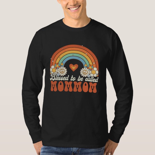 Camiseta Blessed To Be Called Mommom Groovy Rainbow Mothers (Anverso)
