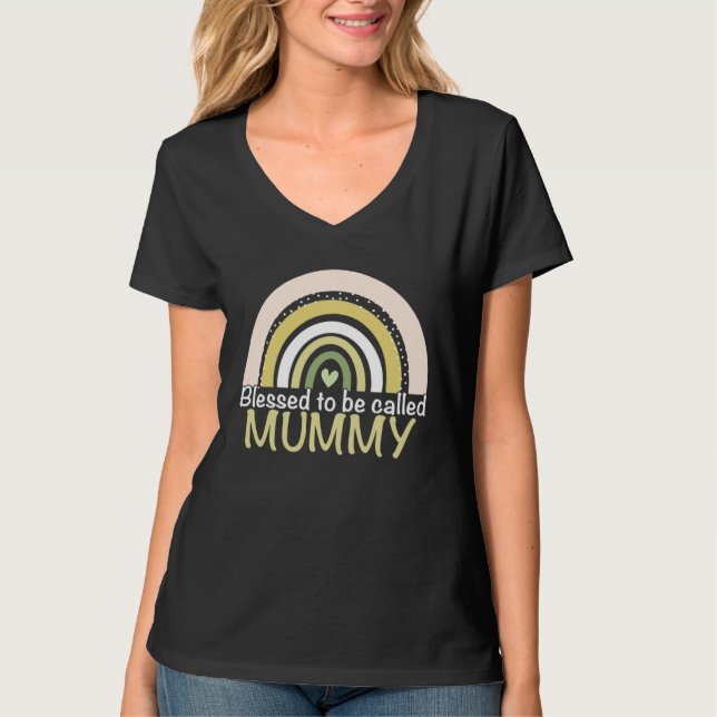 Camiseta Blessed To Be Called Mummy Boho Rainbow Mother s D (Anverso)