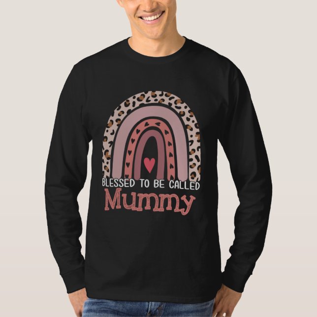 Camiseta Blessed To Be Called Mummy Rainbow Leopard Mother  (Anverso)