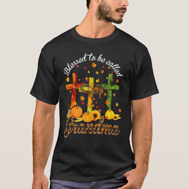 Camiseta Blessed To Be Called Nana Fall Thanksgiving Cross (Anverso)