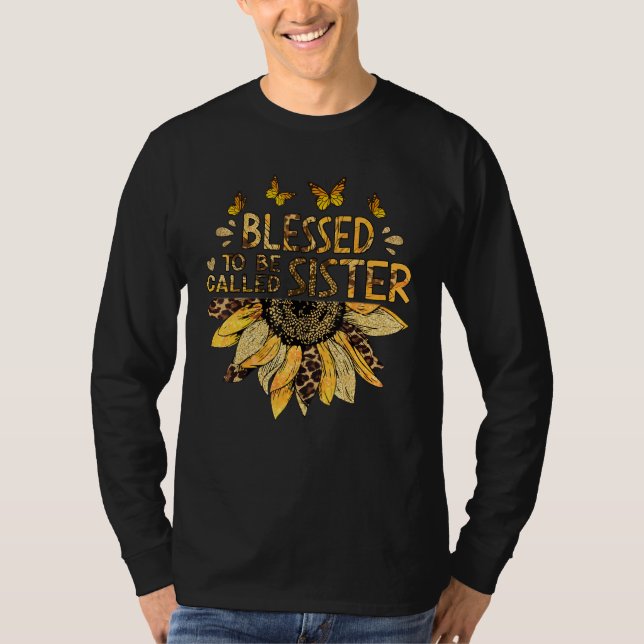 Camiseta Blessed To Be Called Sister Sunflower Leopard (Anverso)