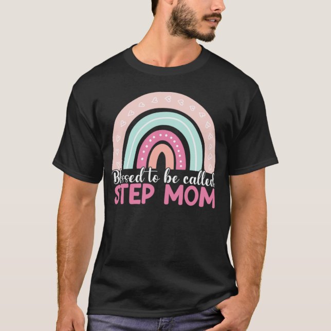 Camiseta Blessed To Be Called Step Mom Rainbow Blessed Mom  (Anverso)