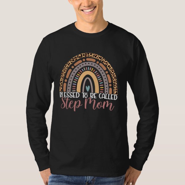 Camiseta Blessed To Be Called Step Mom Rainbow Leopard Moth (Anverso)