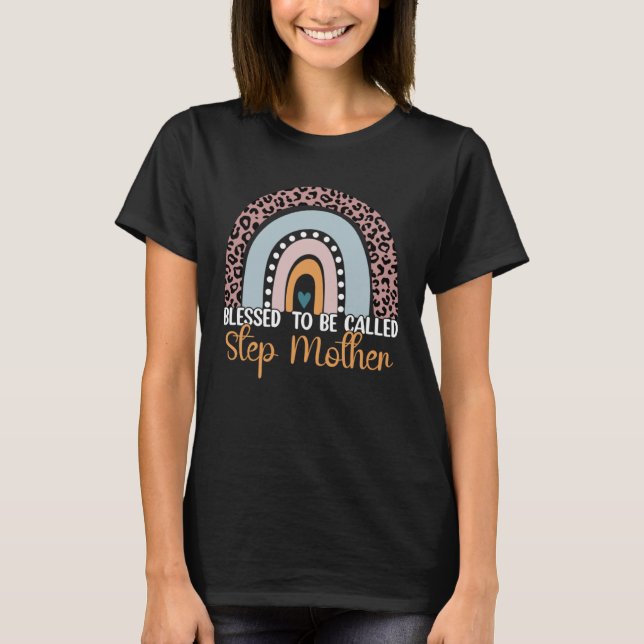 Camiseta Blessed To Be Called Stepmother Leopard Rainbow Mo (Anverso)