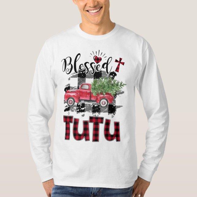 Camiseta Blessed Tutu Red-plaid Navidades (Anverso)