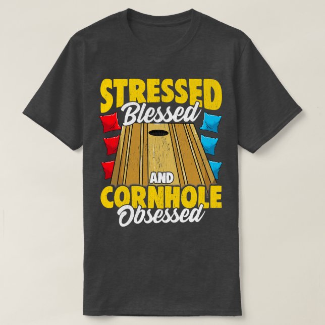 Camiseta Blessed Y Cornhole Obssed Bag Toss Ga (Diseño del anverso)