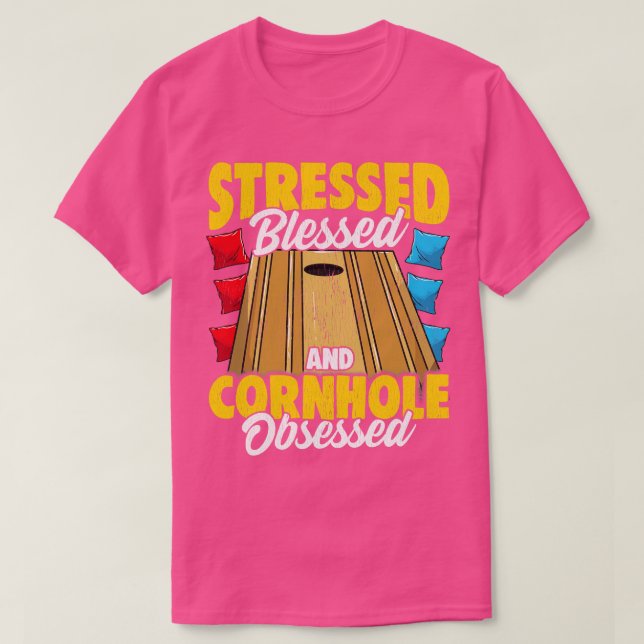 Camiseta Blessed Y Cornhole Obssed Bag Toss Ga (Diseño del anverso)