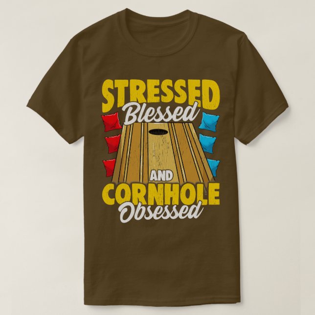 Camiseta Blessed Y Cornhole Obssed Bag Toss Ga (Diseño del anverso)