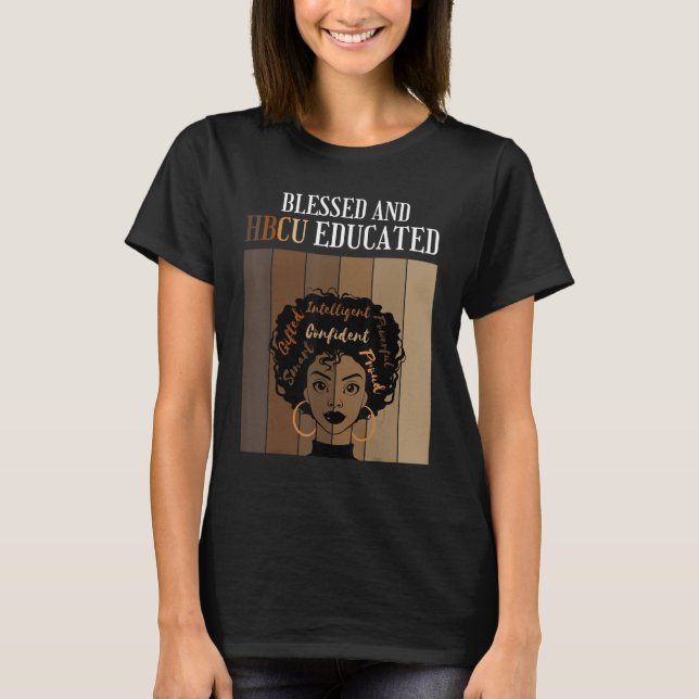 Camiseta Blessed Y HBCU Educado Histórico Colegio Negro (Anverso)