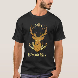 Camiseta Blessed Yule Stag Triple Moon Pentagram F