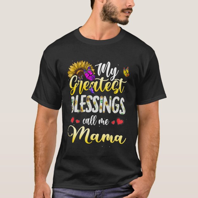Camiseta Blessings Call Me Mama Butterfly Heart and Themed  (Anverso)