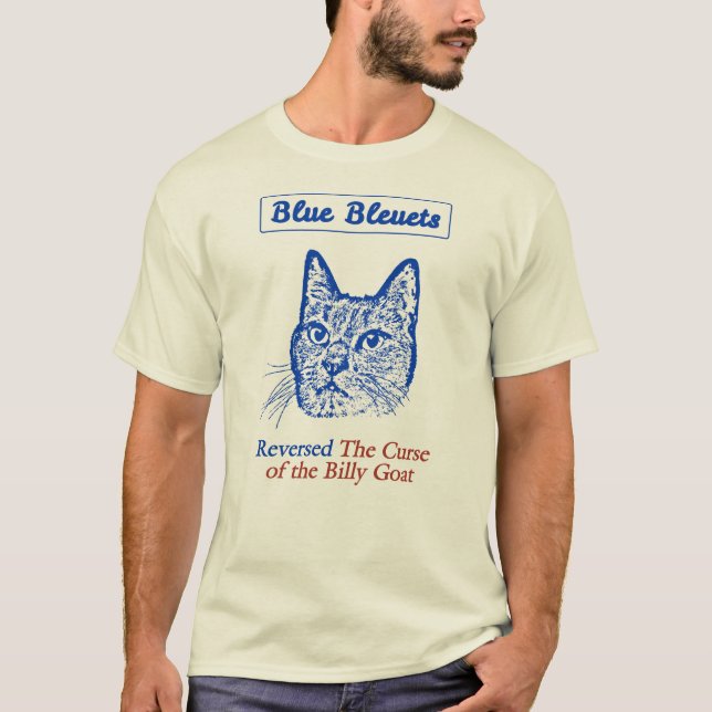 Camiseta Bleuets azul invirtió la maldición de la cabra de (Anverso)