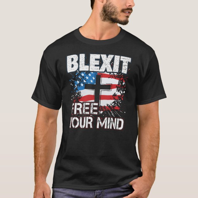 Camiseta Blexit libera su bandera americana y cruz de la (Anverso)